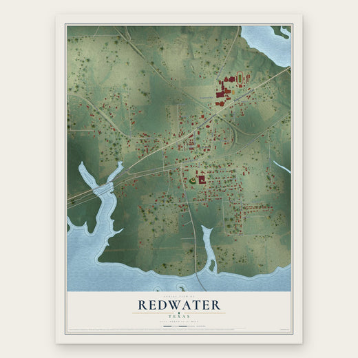Redwater, Texas map print, the full design
