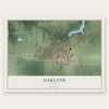 Oakland, Illinois map print, the full design
