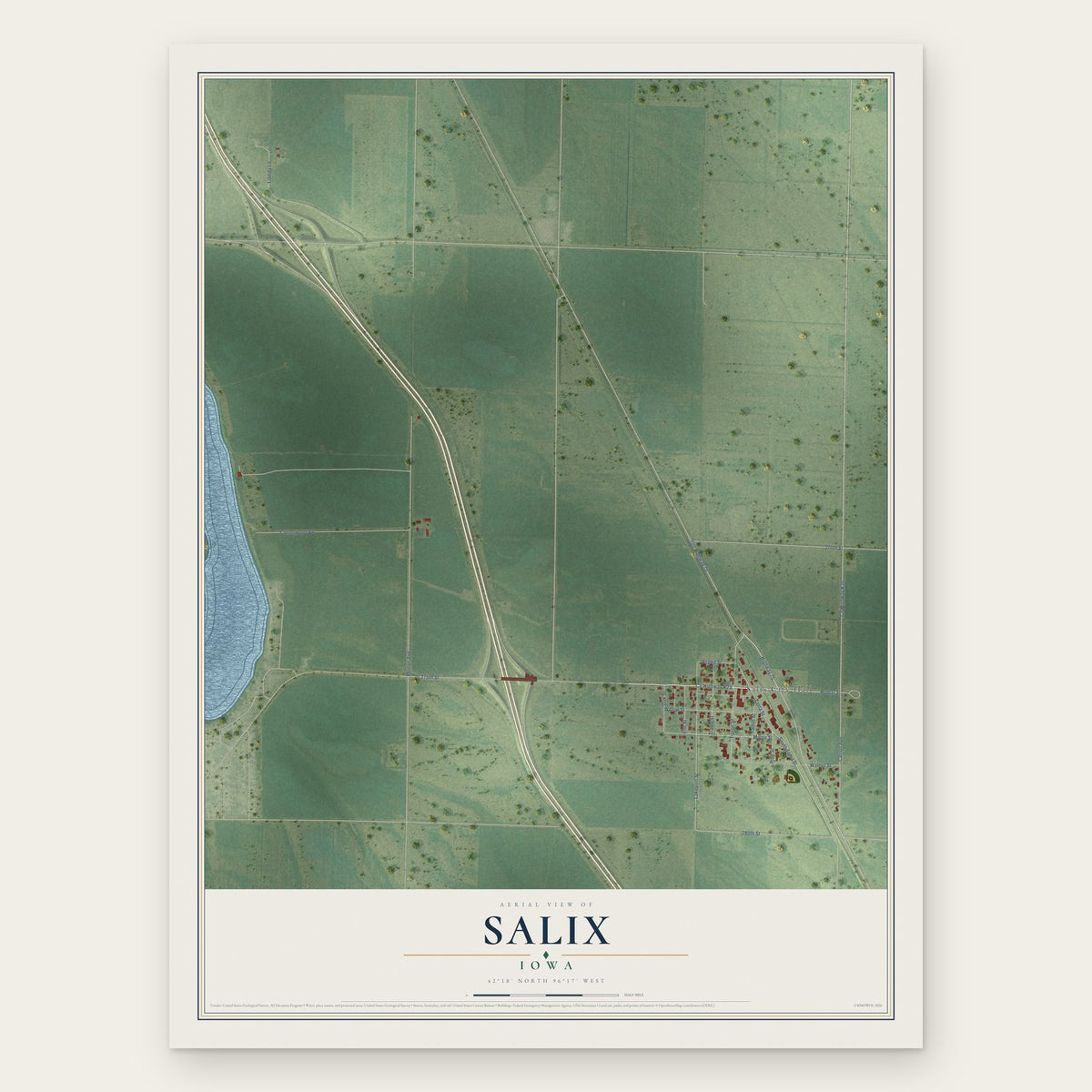 Salix, Iowa map print, the full design