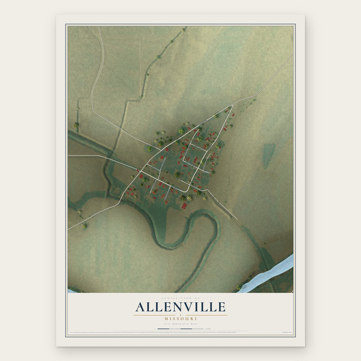 Allenville, Missouri map print, the full design