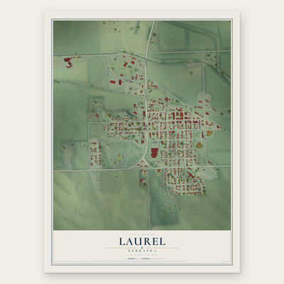 Laurel, Nebraska map print, the full design