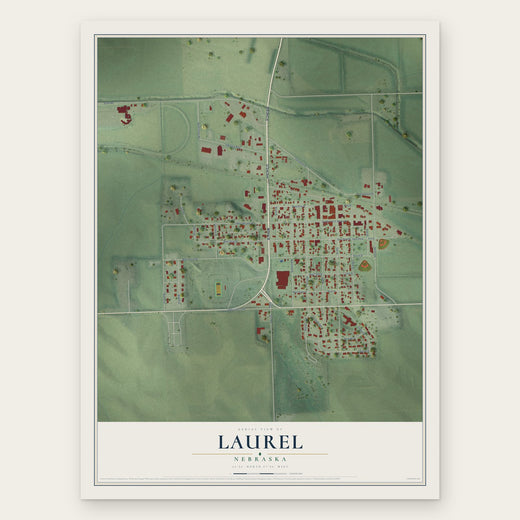 Laurel, Nebraska map print, the full design