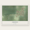 Creston, Illinois map print, the full design