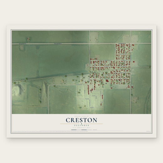 Creston, Illinois map print, the full design