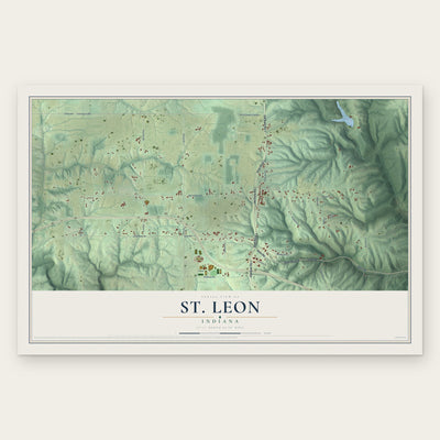 St. Leon, Indiana map print, the full design