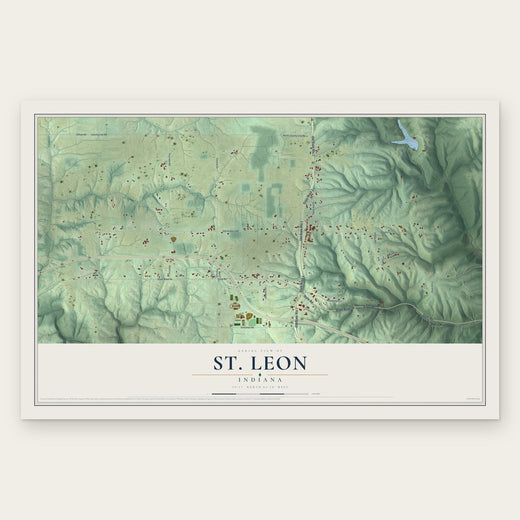 St. Leon, Indiana map print, the full design