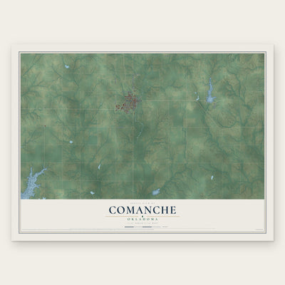 Comanche, Oklahoma map print, the full design