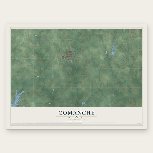 Comanche, Oklahoma map print, the full design