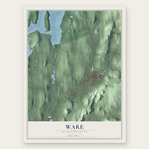 Ware, Massachusetts map print, the full design