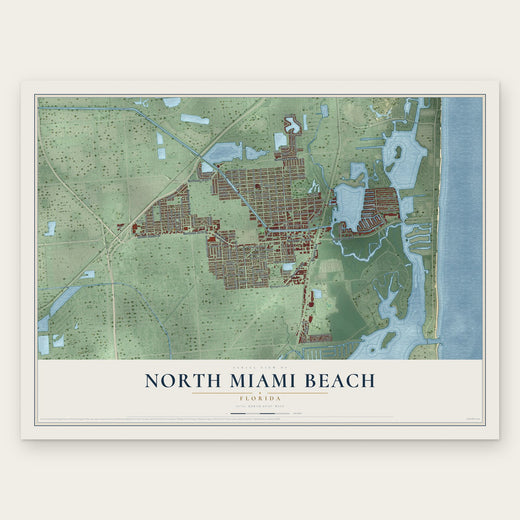 North Miami Beach, Florida map print, the full design
