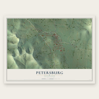 Petersburg, Tennessee map print, the full design