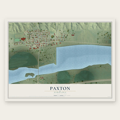 Paxton, Nebraska map print, the full design
