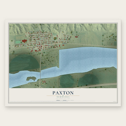 Paxton, Nebraska map print, the full design