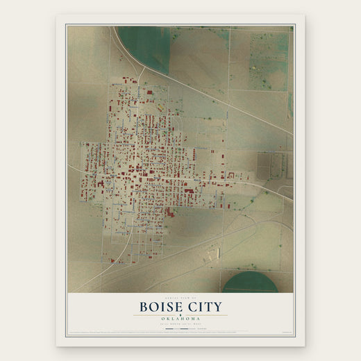 Boise City, Oklahoma map print, the full design