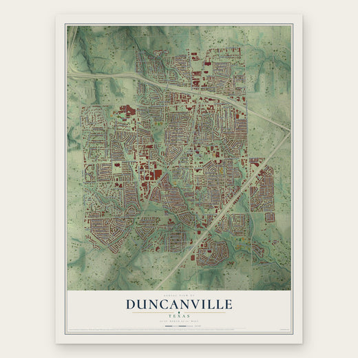 Duncanville, Texas map print, the full design
