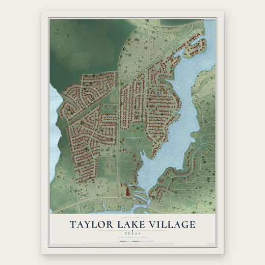 Taylor Lake Village, Texas map print, the full design