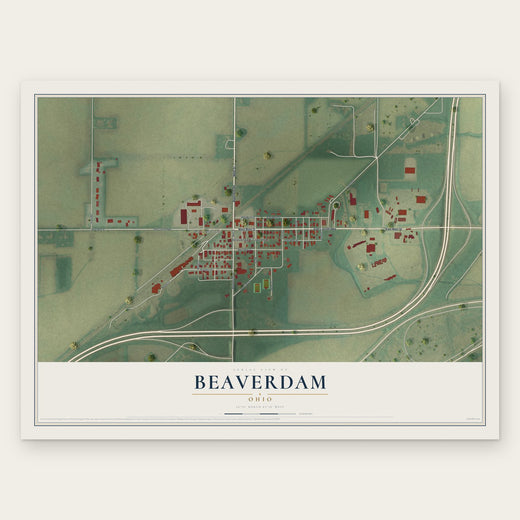 Beaverdam, Ohio map print, the full design