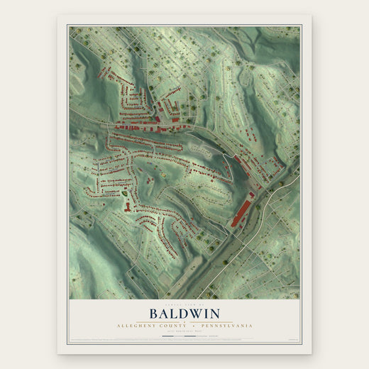Baldwin, Allegheny County, Pennsylvania map print, the full design
