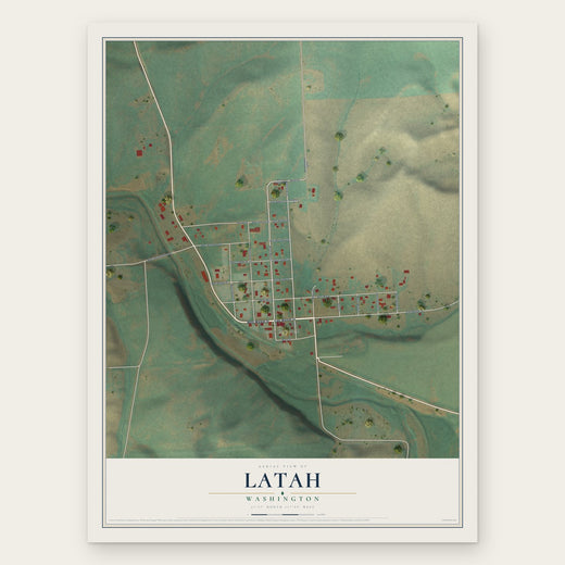 Latah, Washington map print, the full design