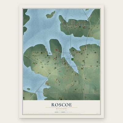 Roscoe, Missouri map print, the full design
