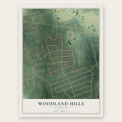 Woodland Hills, Kentucky map print, the full design