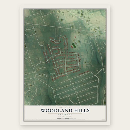 Woodland Hills, Kentucky map print, the full design
