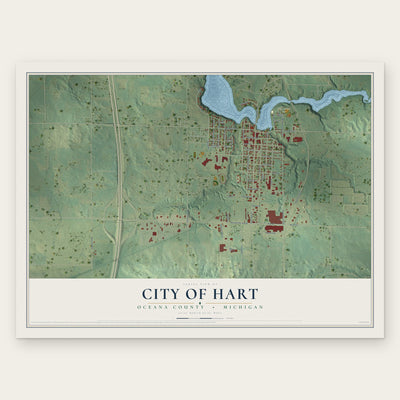Hart, Michigan map print, the full design