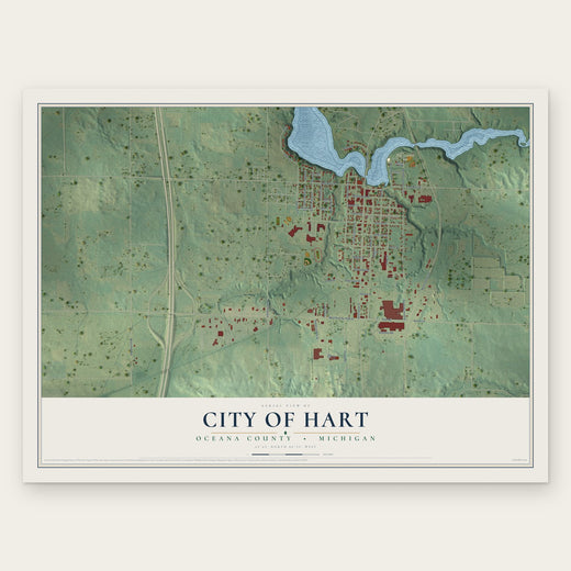 Hart, Michigan map print, the full design