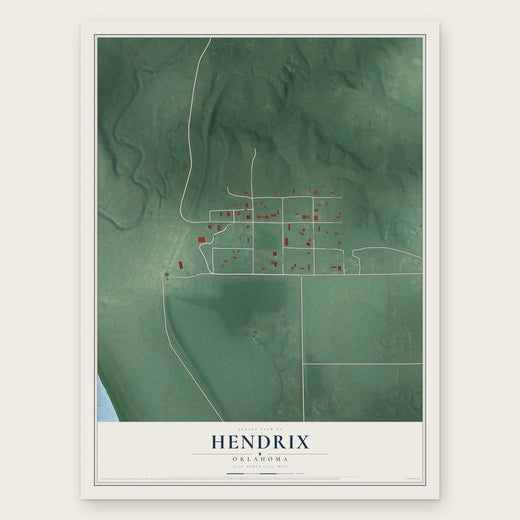 Hendrix, Oklahoma map print, the full design