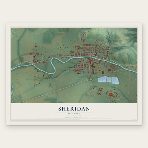 Sheridan, Oregon map print, the full design