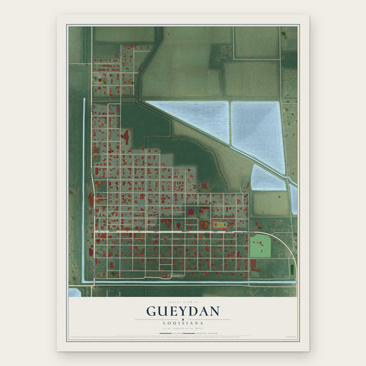 Gueydan, Louisiana map print, the full design