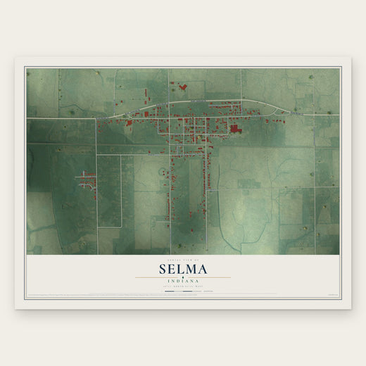 Selma, Indiana map print, the full design