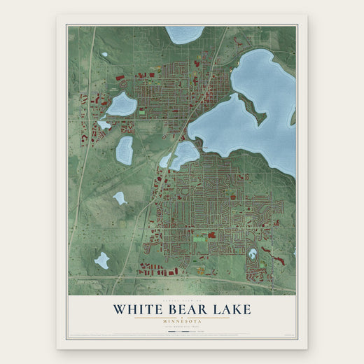 White Bear Lake, Minnesota map print, the full design
