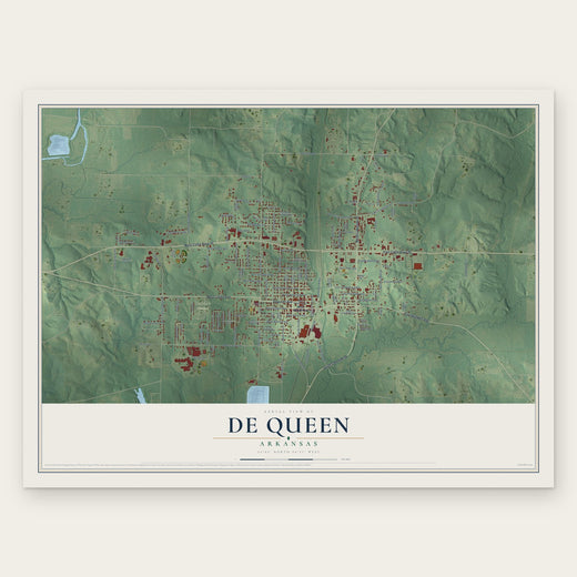 De Queen, Arkansas map print, the full design