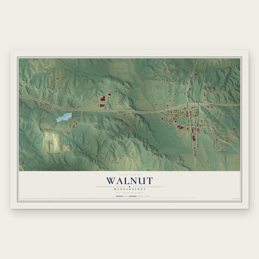 Walnut, Mississippi map print, the full design