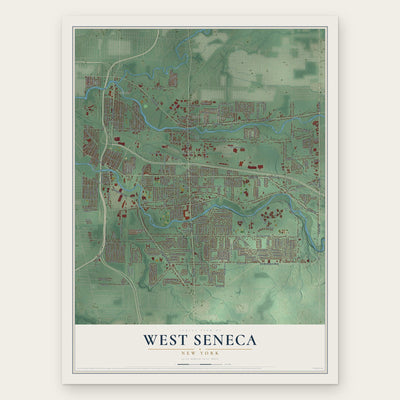West Seneca, New York map print, the full design