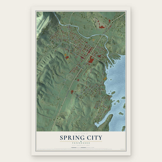 Spring City, Tennessee map print, the full design