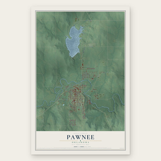Pawnee, Oklahoma map print, the full design