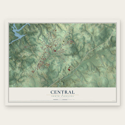 Central, South Carolina map print, the full design