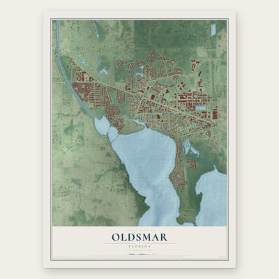 Oldsmar, Florida map print, the full design