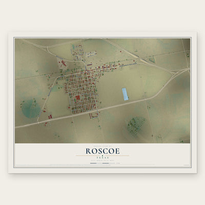 Roscoe, Texas map print, the full design