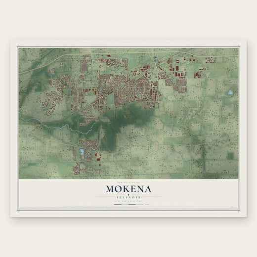 Mokena, Illinois map print, the full design