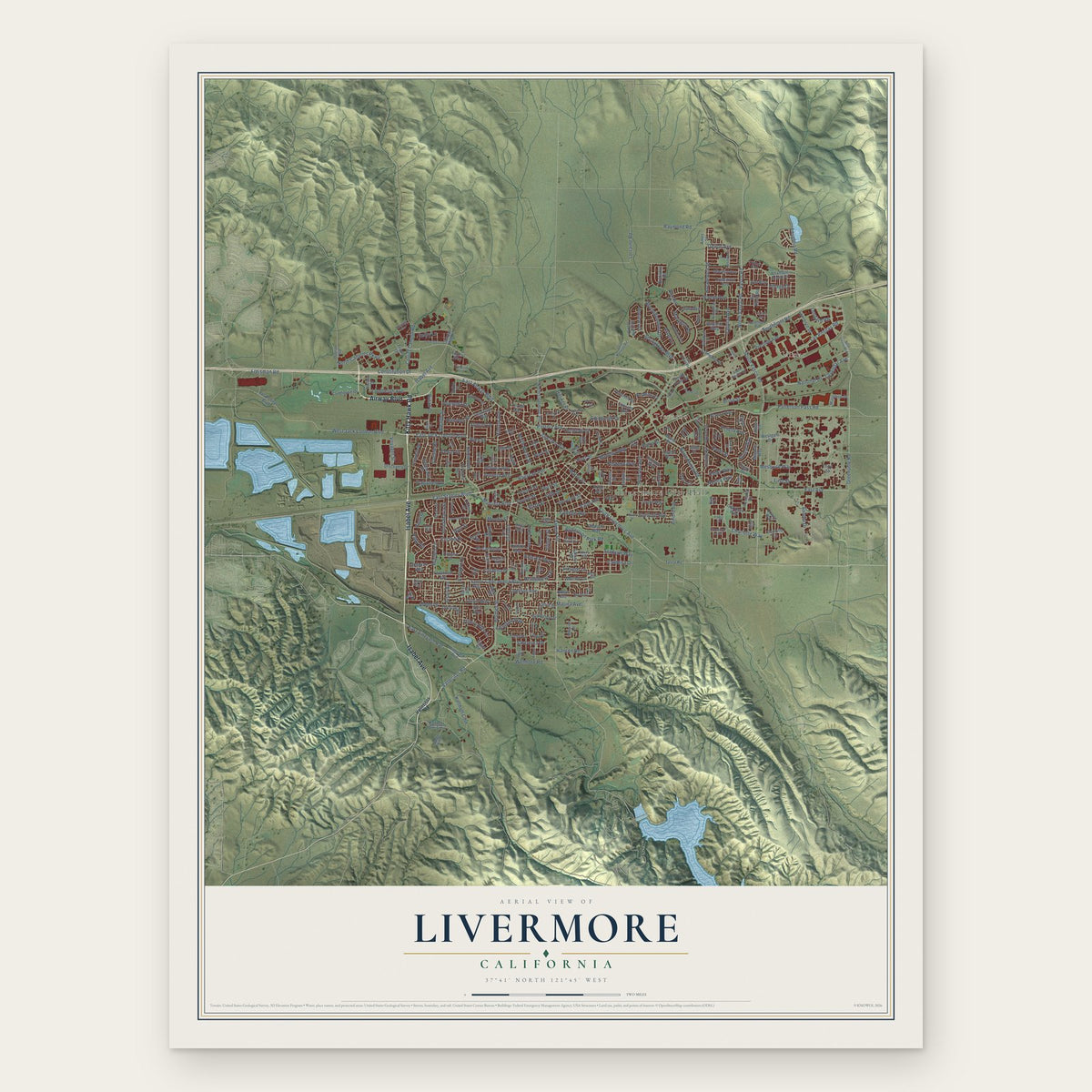 Livermore, California map print, the full design