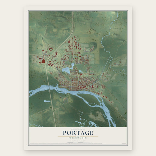 Portage, Wisconsin map print, the full design