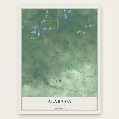 Alabama, New York map print, the full design