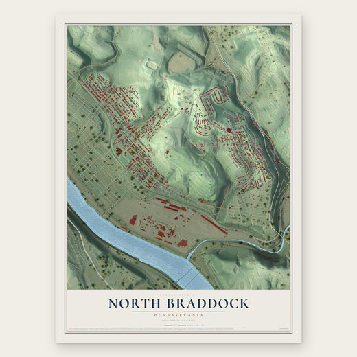North Braddock, Pennsylvania map print, the full design