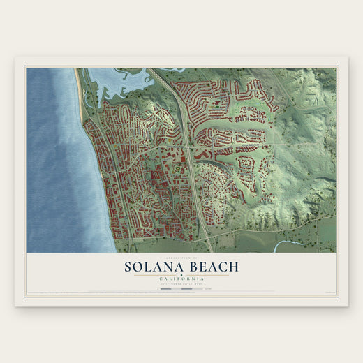 Solana Beach, California map print, the full design