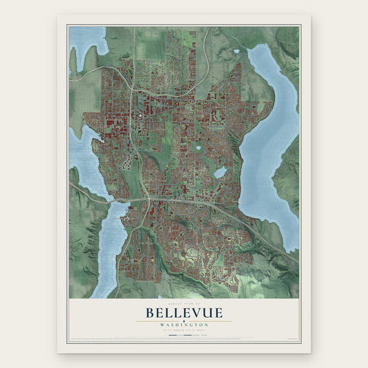 Bellevue, Washington map print, the full design