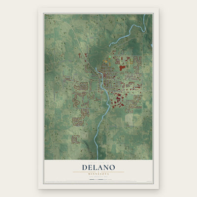Delano, Minnesota map print, the full design