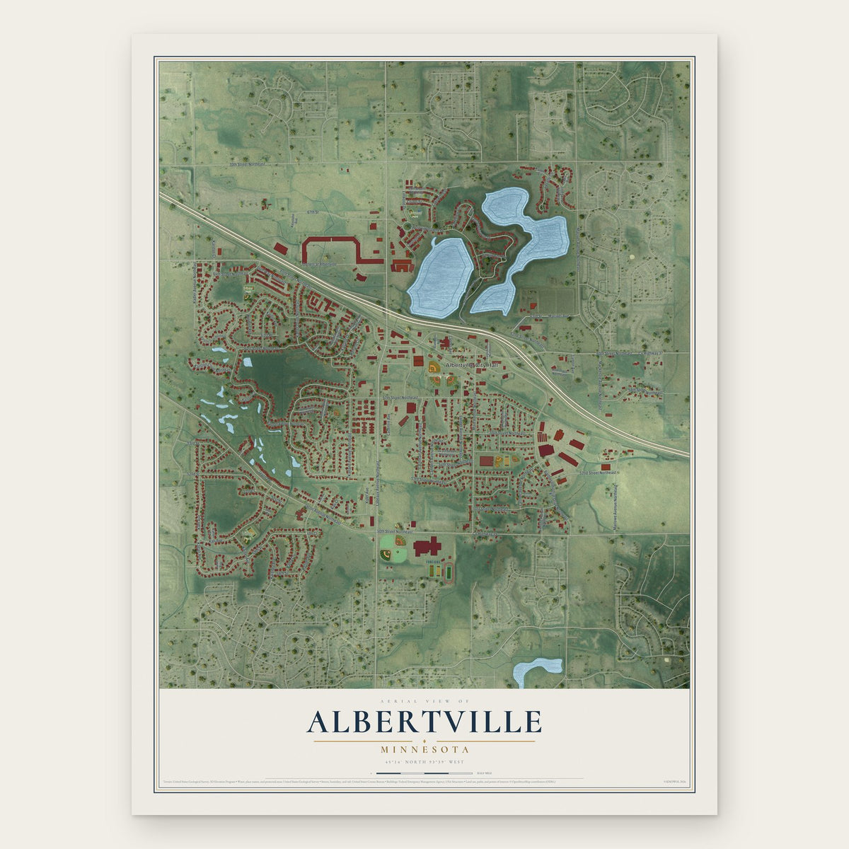 Albertville, Minnesota map print, the full design